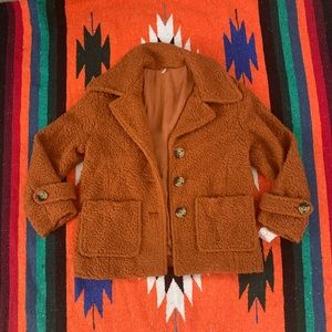 Free People Teddy Jacket in Rust Orange